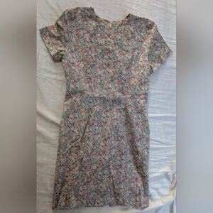 Vintage Women's Floral Short Sleeves A-line Dress, Size 8, Made In USA
